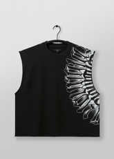 “Gothic Wing Graphic Oversized Sleeveless T-Shirt – 240 GSM French Terry Cotton”