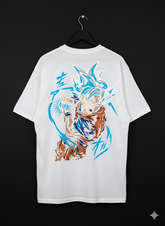 Goku Super Saiyan Blue Oversized Box Fit T-Shirt – 240GSM Heavy Cotton (Black / Black Acid Wash)