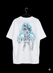 Goku Ultra Instinct Oversized Box Fit T-Shirt – LoopNet 240GSM Heavy Cotton (Black / Black Acid Wash)