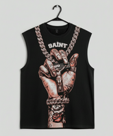“Saint Graphic Oversized Sleeveless T-Shirt – 240 GSM French Terry Cotton”