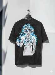 Goku Ultra Instinct Oversized Box Fit T-Shirt – LoopNet 240GSM Heavy Cotton (Black / Black Acid Wash)
