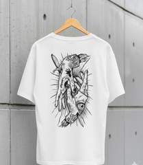 Tattooed Hands Oversized T-Shirt – 240 GSM Heavyweight Cotton (M, L, XL)