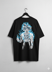 Goku Ultra Instinct Oversized Box Fit T-Shirt – LoopNet 240GSM Heavy Cotton (Black / Black Acid Wash)