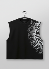 “Gothic Wing Graphic Oversized Sleeveless T-Shirt – 240 GSM French Terry Cotton”