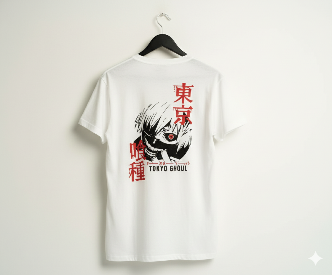 Ken Kaneki Tokyo Ghoul Oversized Box Fit T-Shirt – 240GSM Heavy Cotton (White)