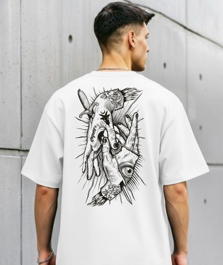 Tattooed Hands Oversized T-Shirt – 240 GSM Heavyweight Cotton (M, L, XL)